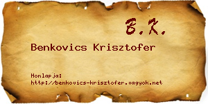 Benkovics Krisztofer névjegykártya